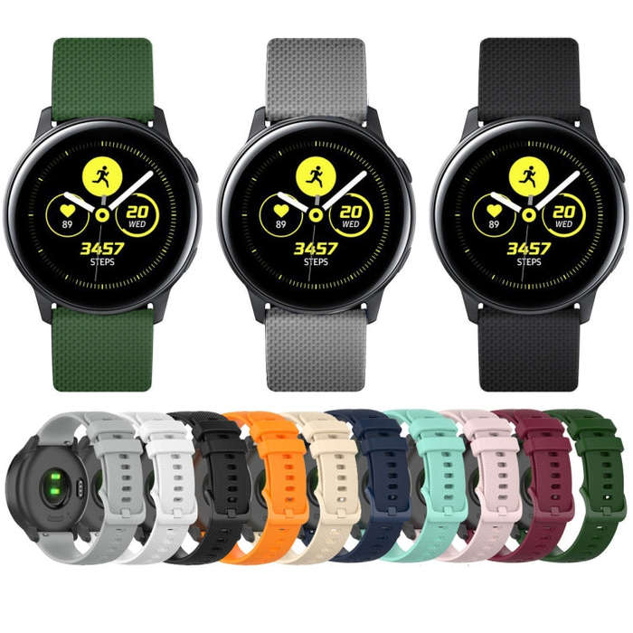 For Samsung Galaxy Watch 42mm 20mm Checkered Silicone Watch Band(Grey)