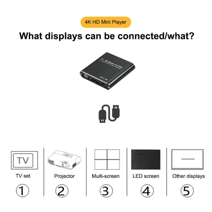 X9 HD Multimedia Player 4K Video Loop USB External Media Player AD Player(UK  Plug)