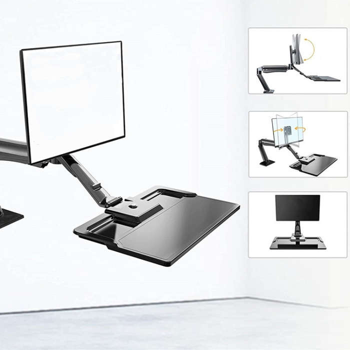 NORTH BAYOU NB40 Ergonomic Height Adjust Computer Stand Workstation 22-32 Inch Monitor Mount Brac...