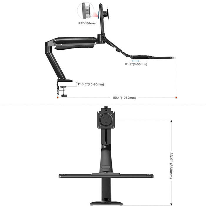 NORTH BAYOU NB40 Ergonomic Height Adjust Computer Stand Workstation 22-32 Inch Monitor Mount Brac...