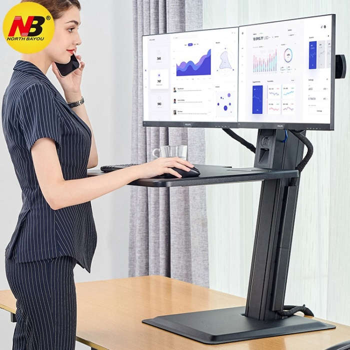 NORTH BAYOU NB S100 Computer Stand 22-27 inch Dual Monitor Mount with Keyboard Plate