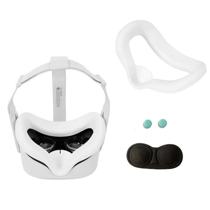 JD-391215 Suitable for Quest 2 Generation VR Eye Mask Silicone Cover + Lens Cover Set(white)