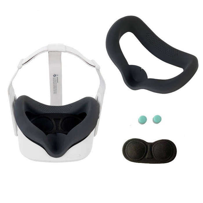 JD-391215 Suitable for Quest 2 Generation VR Eye Mask Silicone Cover + Lens Cover Set(Gun gray)