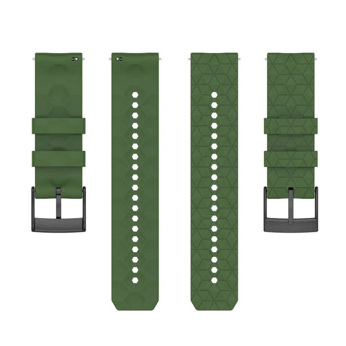 For Suunto 9 24mm Football Pattern Silicone Solid Color Watch Band(Amy Green)