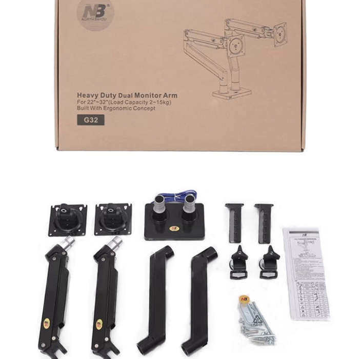 NORTH BAYOU NB G32 Aluminum Alloy Dual Monitor Mount Gas Spring Arm Full Motion Holder for 22- 32...