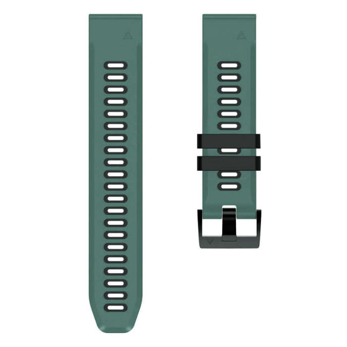 For Garmin Fenix 6X 26mm Silicone Sports Two-Color Watch Band(Amy Green+Black)