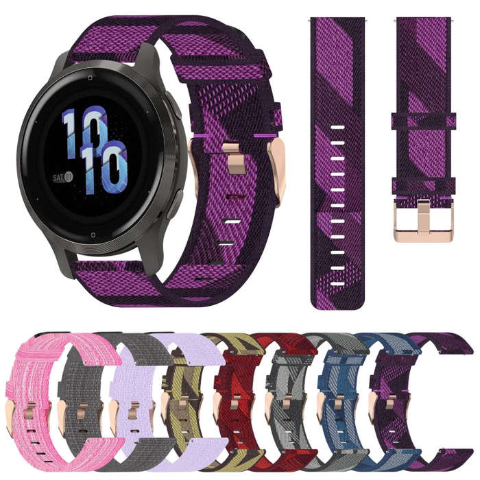 For Garmin Venu 2S 18mm Nylon Woven Watch Band(Dark Grey)