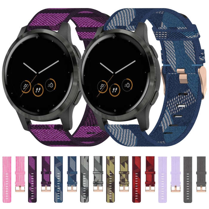 For Garmin Vivoactive 4S 18mm Nylon Woven Watch Band(Grey)