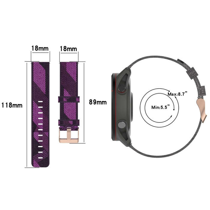 For Garmin Vivoactive 4S 18mm Nylon Woven Watch Band(Grey)