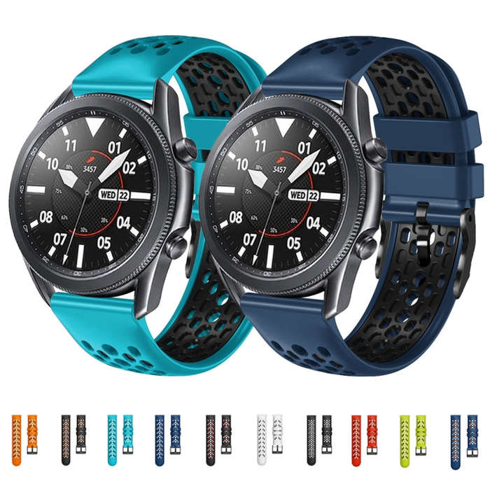 For Honor Magic Watch 2 46mm 22mm Two-Color Breathable Silicone Watch Band(White+Black)