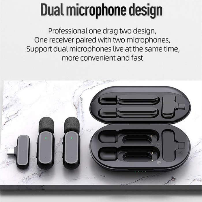 K61 Noise Cancelling Portable Wireless Lapel Microphone for Recording