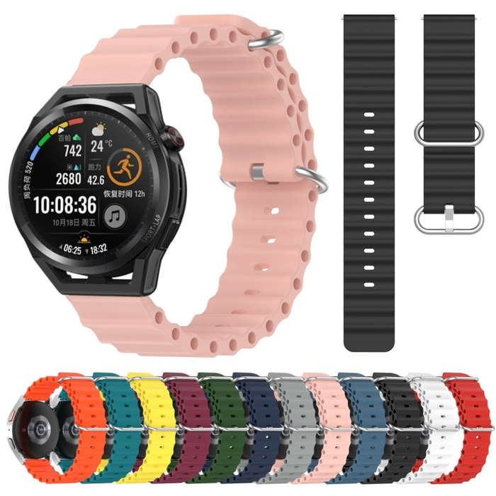 For Huawei Watch GT Runner 22mm Ocean Style Silicone Solid Color Watch Band(Black)