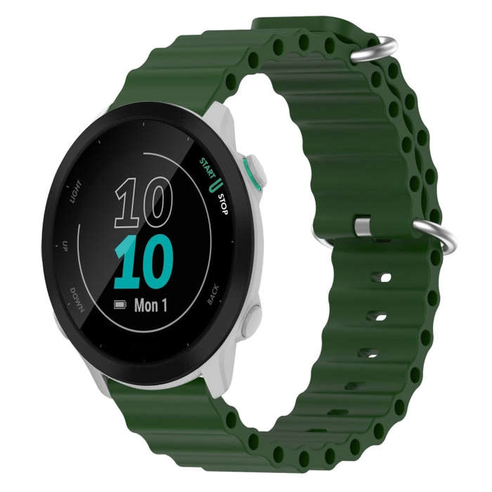 For Garmin Forerunner 55 20mm Ocean Style Silicone Solid Color Watch Band(Army Green)