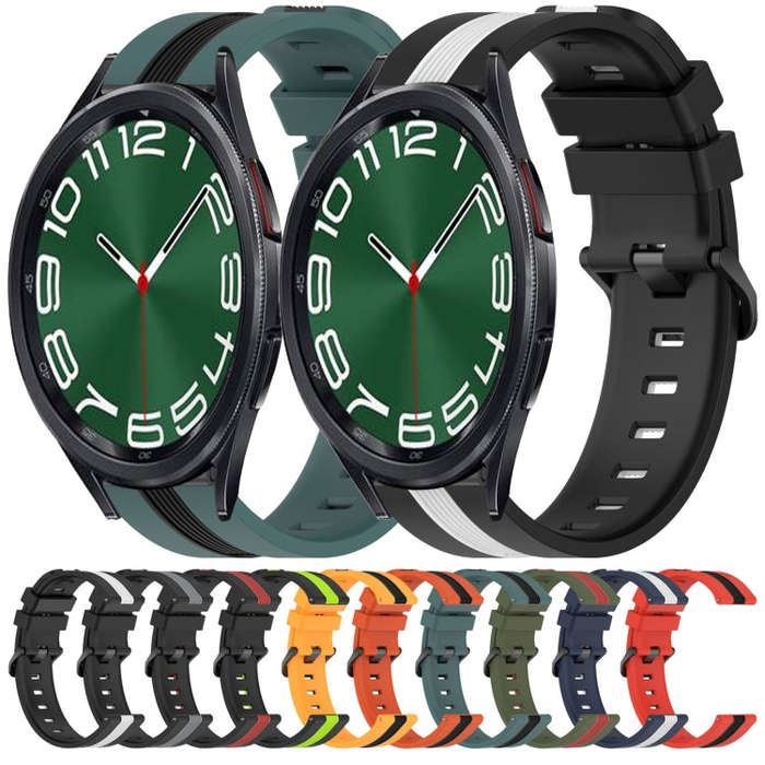 For Samsung Galaxy Watch 6 Classic 43mm 20mm Vertical Two-Color Silicone Watch Band(Orange+Black)