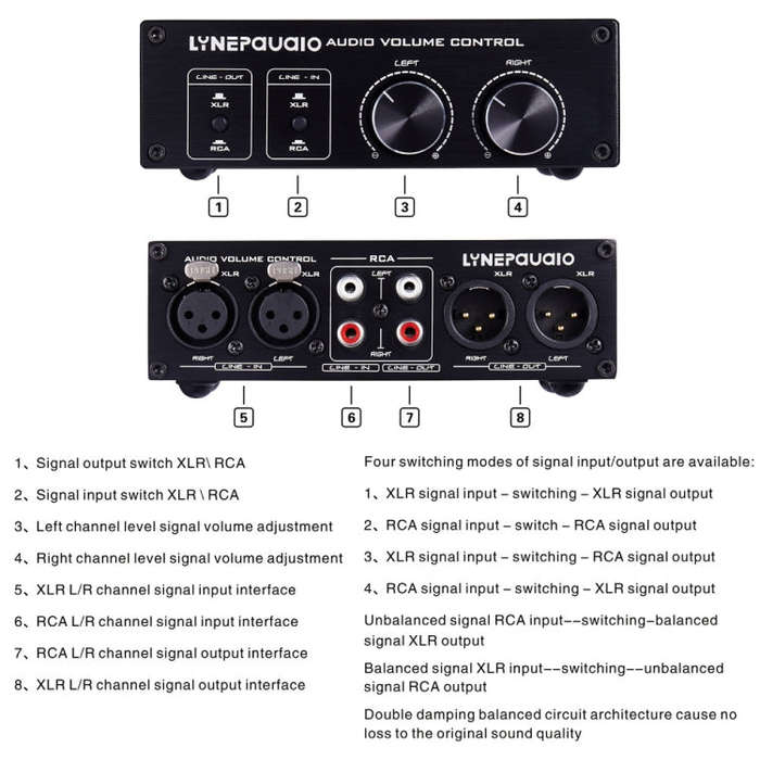 2 In and 2 Out Switcher Volume Controller, RCA signal switches to XLR balanced signal and no need...