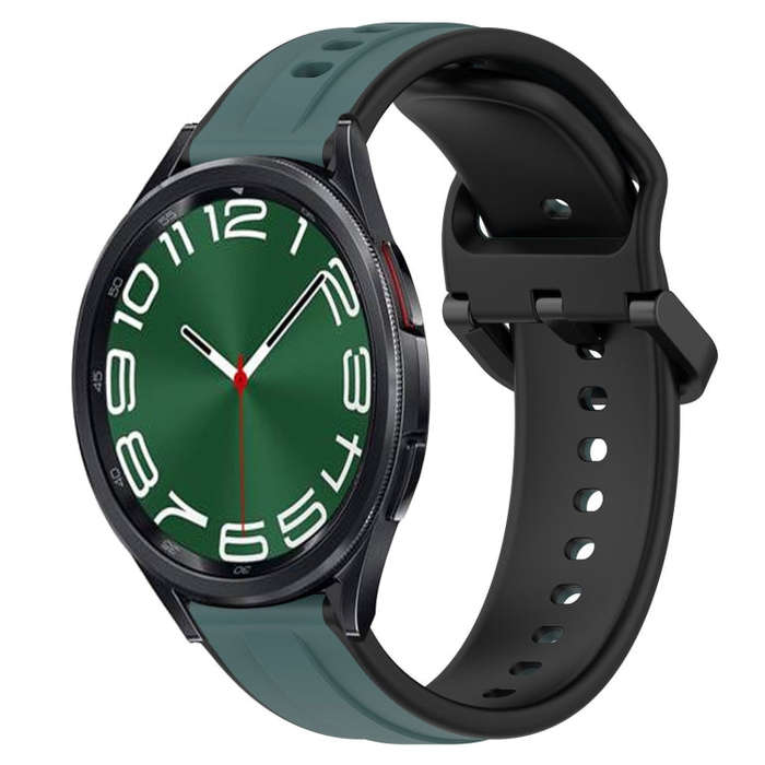 For Samsung Galaxy Watch 6 Classic 47mm 20mm Convex Loop Two-Color Silicone Watch Band(Olive Gree...