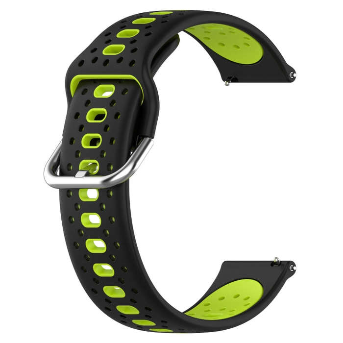 For Samsung Galaxy Watch 6 44mm 20mm Breathable Two-Color Silicone Watch Band(Black+Lime Green)