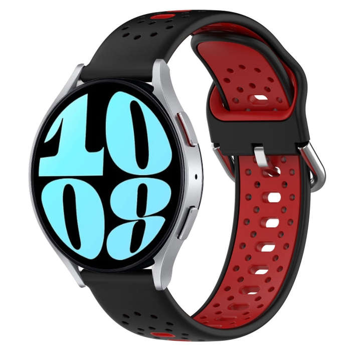 For Samsung Galaxy Watch 6 40mm 20mm Breathable Two-Color Silicone Watch Band(Black+Red)