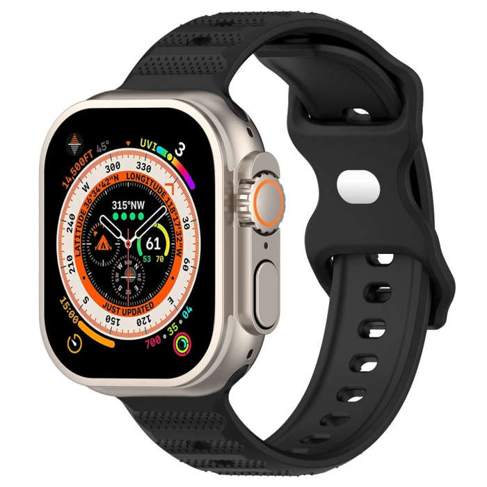 For Apple Watch 5 40mm Reverse Buckle Dot Texture Silicone Watch Band(Black)