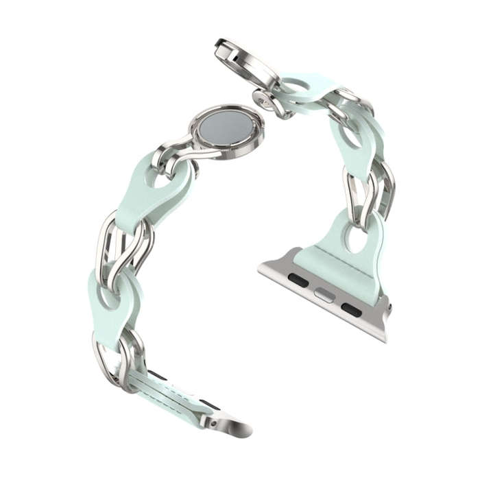 For Apple Watch 3 42mm Hollow Leather Chain Magnetic Buckle Watch Band(Blue)