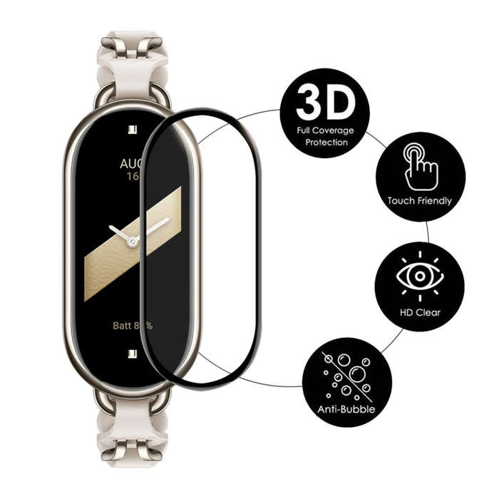 For Xiaomi Mi Band 8 ENKAY Hat-Prince Full Coverage Screen Protector + Adjsutable Silicone Sport ...