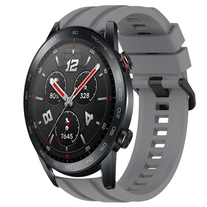 For Huawei Watch GT3 Pro 46mm Long & Short Sports Solid Color Silicone Watch Band Set(Grey)