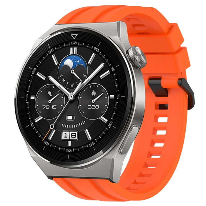 For Huawei Watch 3 Pro Long & Short Sports Solid Color Silicone Watch Band Set(Orange)