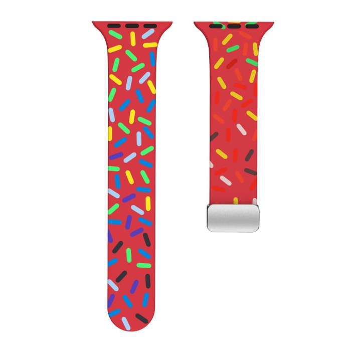 For Apple Watch 3 38mm Rainbow Dots Silicone Magnetic Buckle Watch Band(Red)