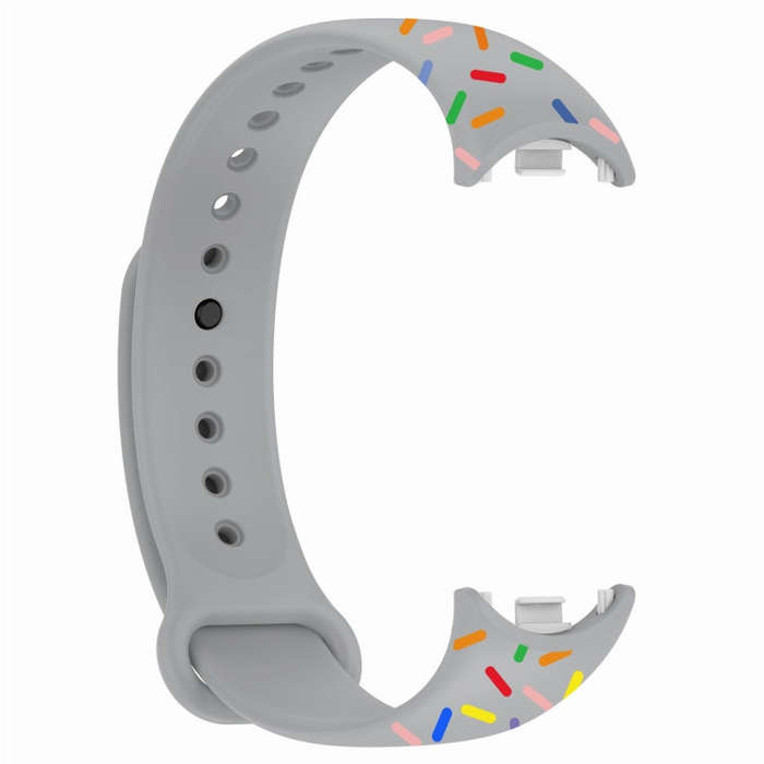 For Xiaomi Band 8 Sports Rainbow Dots Silicone Buckle Watch Band(Gray)