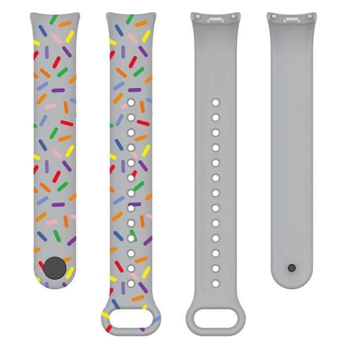 For Xiaomi Band 8 Sports Rainbow Dots Silicone Buckle Watch Band(Gray)