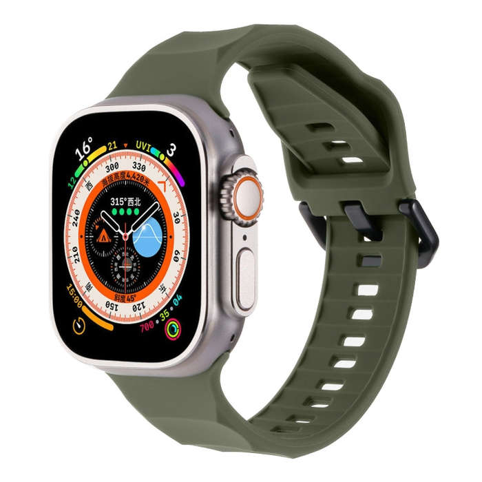 For Apple Watch 6 44mm Ripple Silicone Sports Watch Band(Dark Green)
