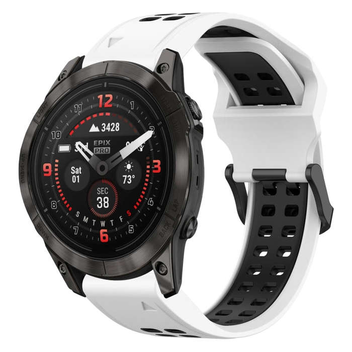 For Garmin Epix Pro 47mm Two Color Reverse Buckle 22mm Silicone Watch Band(White+Black)