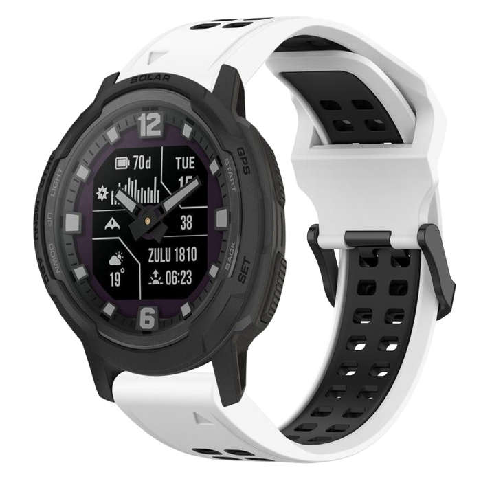 For Garmin Instinct Crossover Solar Two Color Reverse Buckle 22mm Silicone Watch Band(White+Black)