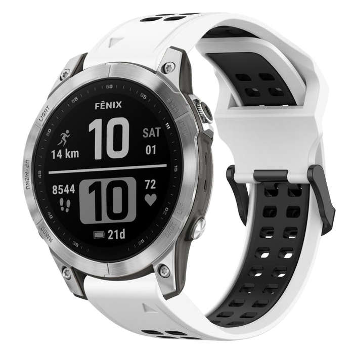 For Garmin Fenix 7 Two Color Reverse Buckle 22mm Silicone Watch Band(White+Black)