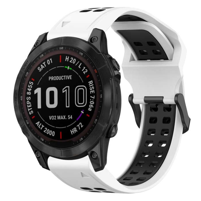 For Garmin Fenix 7 Sapphire Solar Two Color Reverse Buckle 22mm Silicone Watch Band(White+Black)