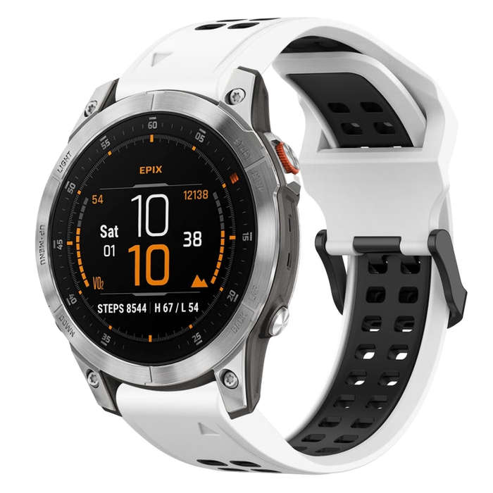 For Garmin EPIX Gen 2 Two Color Reverse Buckle 22mm Silicone Watch Band(White+Black)