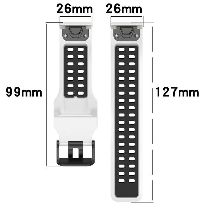 For Garmin Fenix 5X Two Color Reverse Buckle 26mm Silicone Watch Band(White+Black)