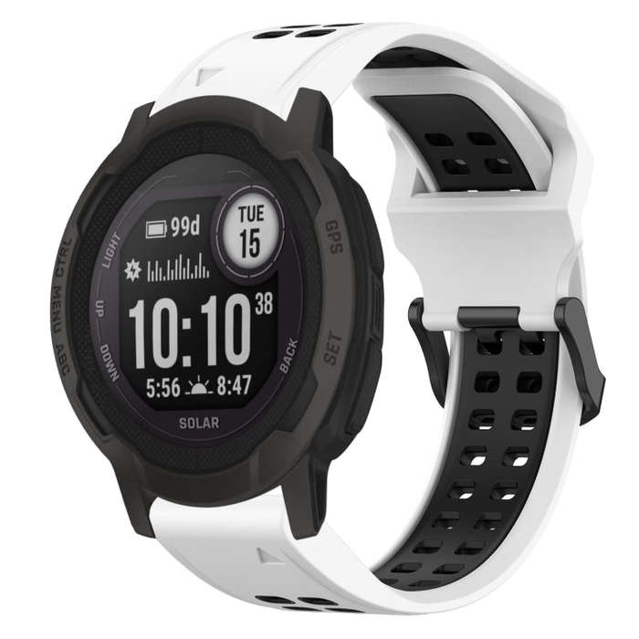 For Garmin Instinct 2S Two Color Reverse Buckle 20mm Silicone Watch Band(White+Black)