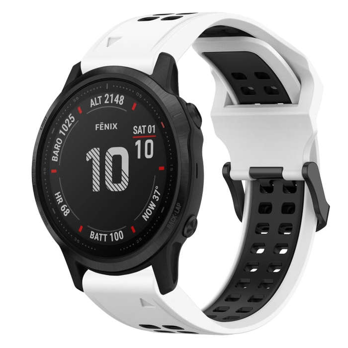 For Garmin Fenix 6S Pro Two Color Reverse Buckle 20mm Silicone Watch Band(White+Black)