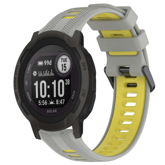 For Garmin Instinct 2 Sports Two-Color Silicone Watch Band(Grey+Yellow)