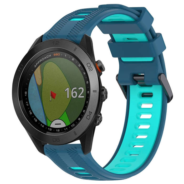For Garmin Approach S60 Sports Two-Color Silicone Watch Band(Blue+Teal)
