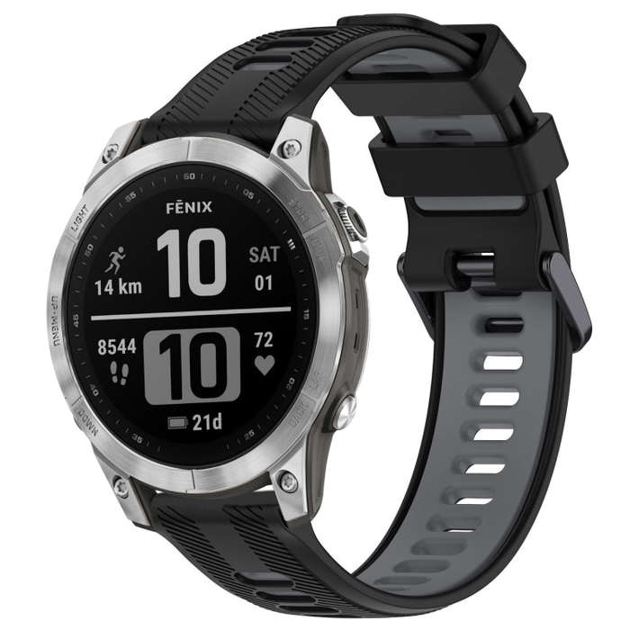 For Garmin Fenix 7 Sports Two-Color Silicone Watch Band(Black+Grey)