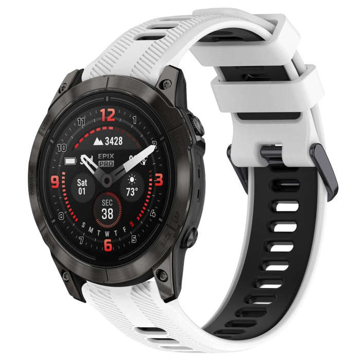 For Garmin EPIX Pro 47mm Sports Two-Color Silicone Watch Band(White+Black)