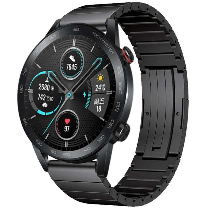 For Honor Magic Watch 2 46mm One Bead Titanium Alloy Watch Band(Black)