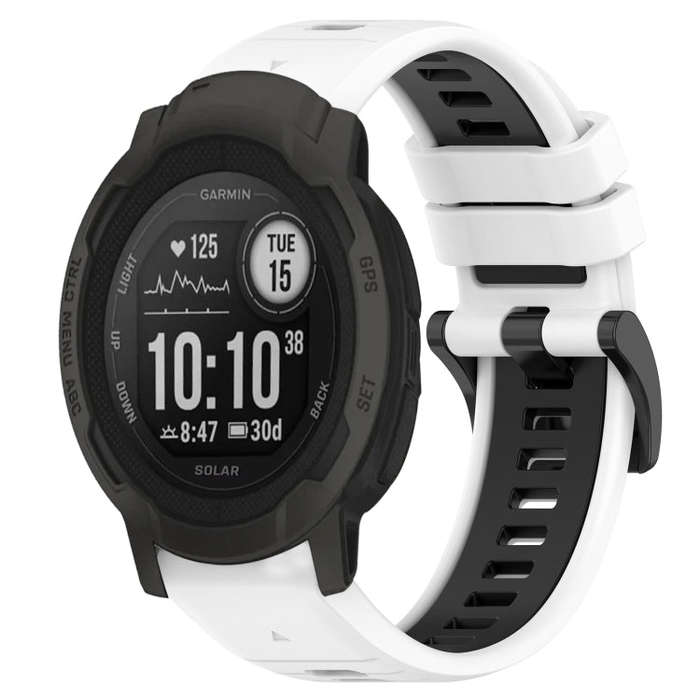 For Garmin  Instinct 2 Solar Sports Two-Color 22mm Silicone Watch Band(White+Black)