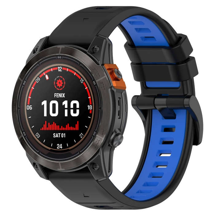 For Garmin Epix Pro 47mm Sports Two-Color 22mm Silicone Watch Band(Black+Blue)