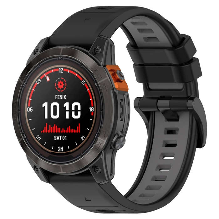 For Garmin Fenix 7 Solar Sports Two-Color 22mm Silicone Watch Band(Black+Grey)