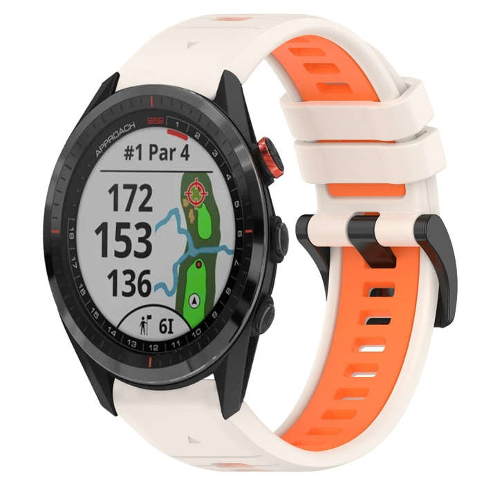 For Garmin Approach S62 Sports Two-Color 22mm Silicone Watch Band(Starlight+Orange)