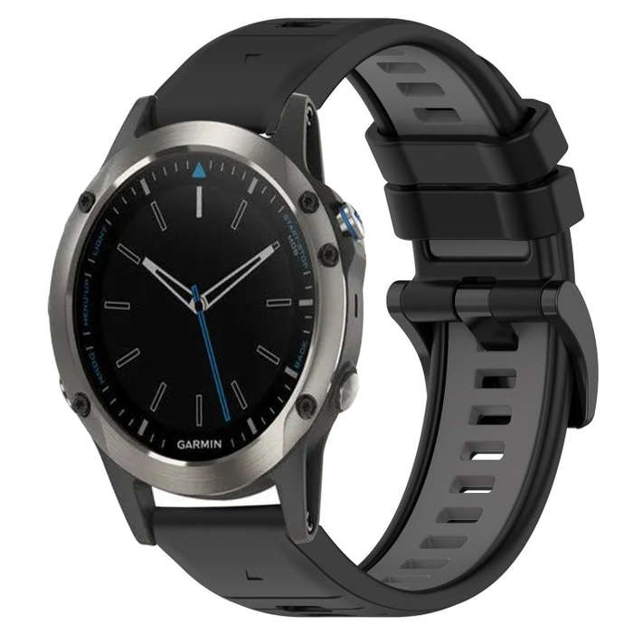 For Garmin Quatix 5 Sports Two-Color 22mm Silicone Watch Band(Black+Grey)