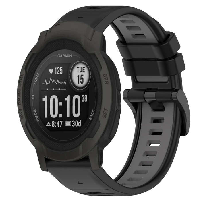 For Garmin Instinct Sports Two-Color 22mm Silicone Watch Band(Black+Grey)